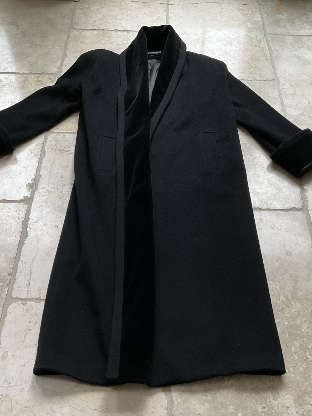J Peterman Vintage Black Wool & Velvet Formal Overcoat - Picture 7 of 9